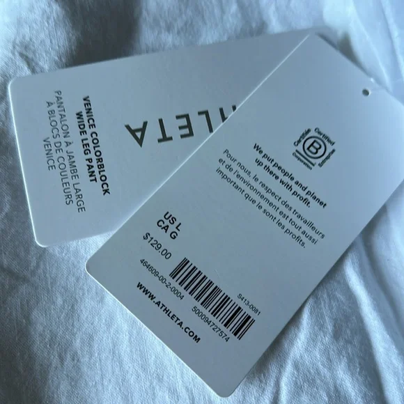 Athleta NEW Venice Wide Leg Color Block pant, Navy with Black Side Trim. Pockets - Picture 11 of 14